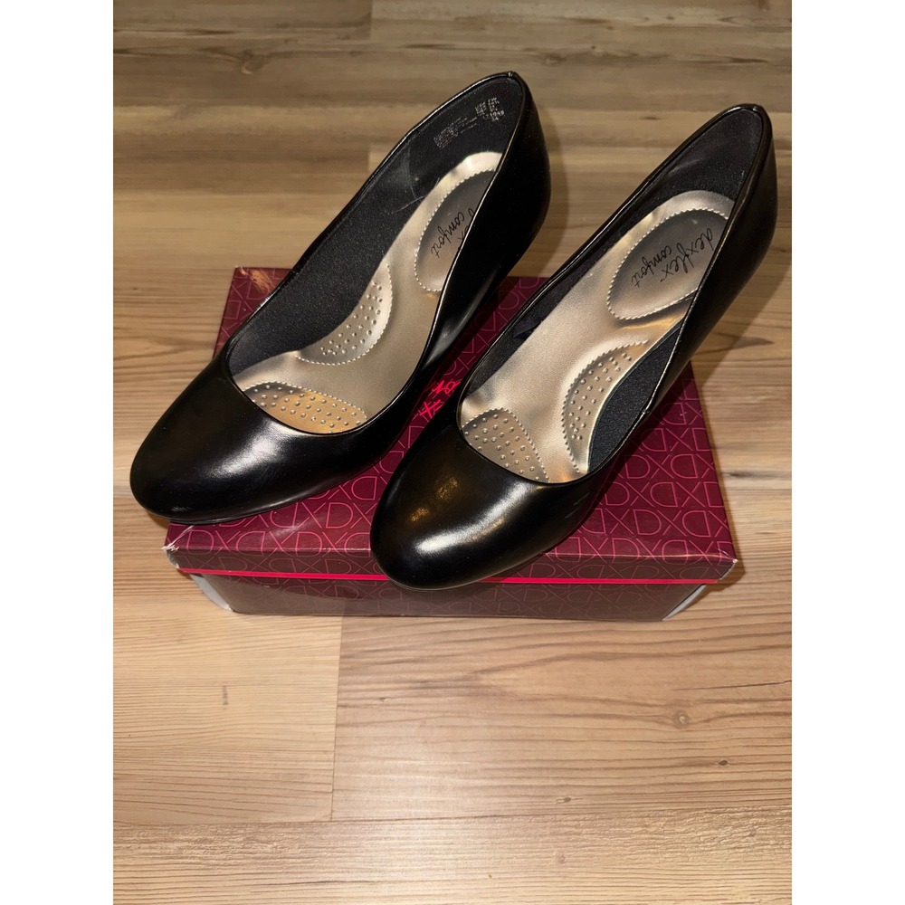 Dexflex Comfort Karma Black Round Toe Pumps Heels Women 7W 171648 D04